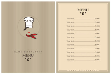 template restaurant menu design with lady chef