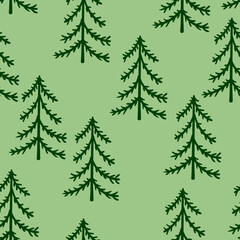 Obraz premium Spruce forest seamless pattern. Simple seamless Christmas tree background. For wrappers, fabrics, backdrops, children's rooms, etc.