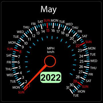 The 2022 year calendar speedometer car May