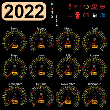 2022 a year calendar speedometer car in Spanish