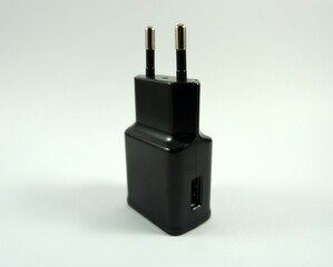 cell phone charger isolated on white background close-up