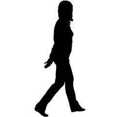 Fototapeta na wymiar Silhouette of a walking girl on a white background