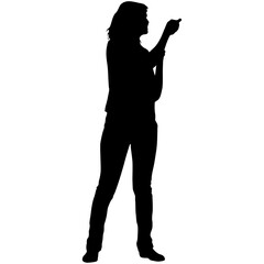 Silhouette of a walking girl on a white background