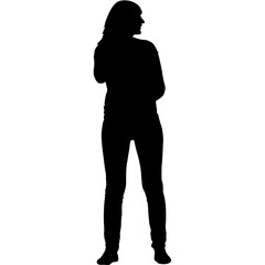 Silhouette of a walking girl on a white background