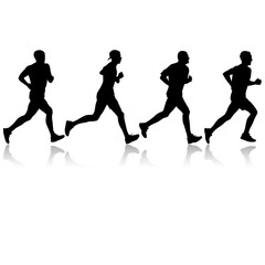 Obraz na płótnie Canvas Set of silhouettes. Runners on sprint men on white background