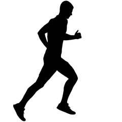 Black Silhouettes Runners sprint men on white background
