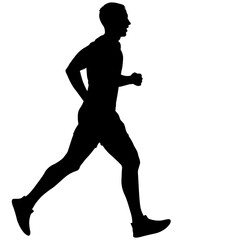 Black Silhouettes Runners sprint men on white background