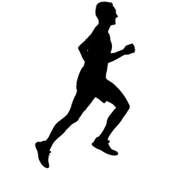 Black Silhouettes Runners sprint men on white background