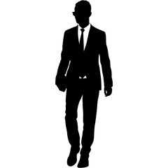 Silhouette businessman man in suit with tie on a white background