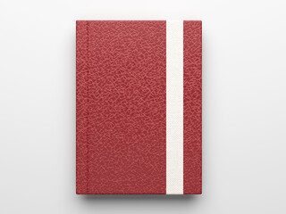 Fototapeta na wymiar Photorealistic maroon leather diary notebook mockup isolated on light grey background, 3d render