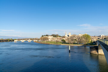 Obraz premium panorama view of the city of Avignon on the Rhone River
