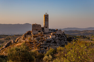 sunset over the castle
