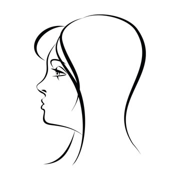 Portrait. The face of the girl is light-eyed. Monochrome.