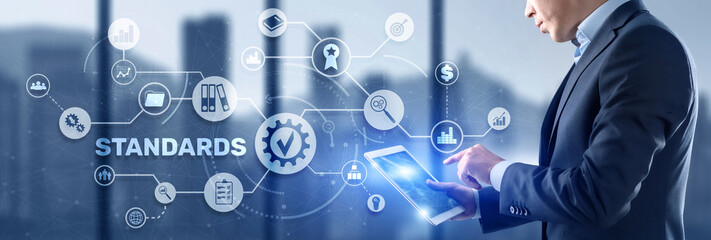 Standard Quality Control Guarantee Internet Business Technology Concept Mixed Media