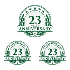 23 years anniversary logo set. 23rd years anniversary celebration logotype. Vector and illustration.
