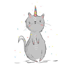 Cute vector caticorn vector illustration