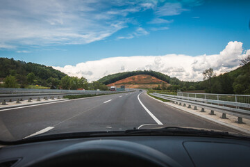 On the road in the scenic landscape