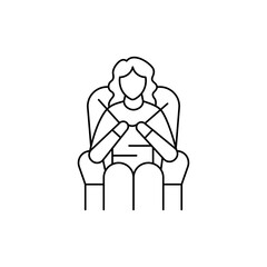 Woman knits color line icon. Pictogram for web page, mobile app