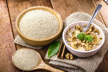 porridge of oats and nuts, with quinoa and fruit