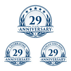 29 years anniversary logo set. 29th years anniversary celebration logotype. Vector and illustration.

