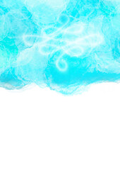 Fototapeta na wymiar Hintergrund Vorlage A4 Layout Design hell blau türkis Wolken Wasserfarben Ornament weiß edel schlicht schön retro natürlich Grußkarte Plakat Fläche Freiraum Wasser dekor leuchtend Spirale Muster