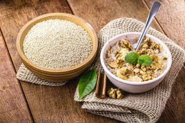 porridge of oats and nuts, with quinoa and fruit