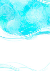Hintergrund Vorlage A4 Layout Design hell blau türkis Wolken Wasserfarben Ornament weiß edel schlicht schön retro natürlich Grußkarte Plakat Fläche Freiraum Wasser dekor leuchtend Wellen Muster Bänder