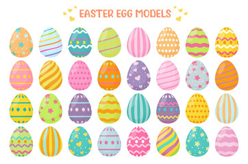 Set of Easter eggs on white background