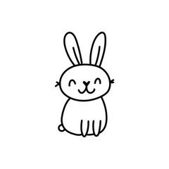 Fototapeta na wymiar Hand drawn cute doodle easter bunny character