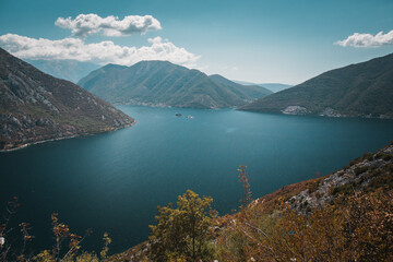 High point view on a Boka bay in Montenegro