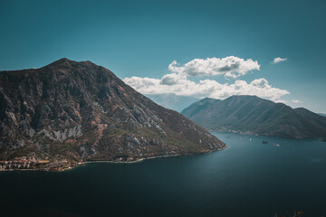 High point view on a Boka bay in Montenegro
