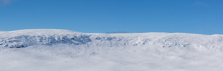 Panorama of winter mountain range Shot in Sweden, Scandinavia