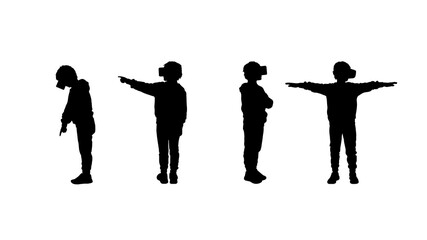 Child in virtual reality silhouette set 2