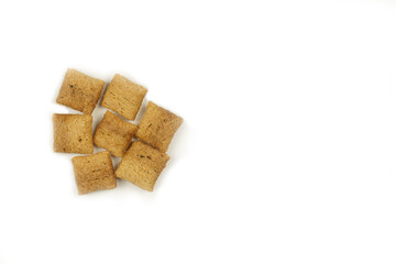 Some chocolate pads . Close-up. Isolated.