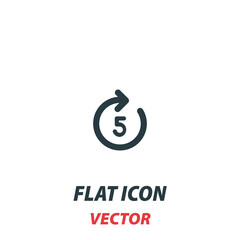 Forward 5 icon in a flat style. Vector illustration pictogram on white background. Isolated symbol suitable for mobile concept, web apps, infographics, interface and apps design