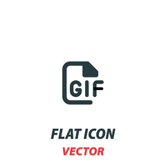 GIF file format icon in a flat style. Vector illustration pictogram on white background. Isolated symbol suitable for mobile concept, web apps, infographics, interface and apps design