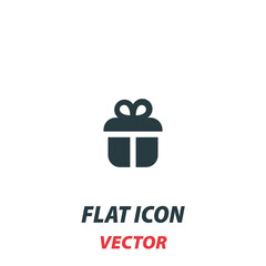 Gift box icon in a flat style. Vector illustration pictogram on white background. Isolated symbol suitable for mobile concept, web apps, infographics, interface and apps design