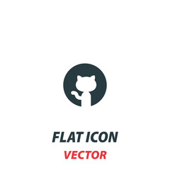 cat icon in a flat style. Vector illustration pictogram on white background. Isolated symbol suitable for mobile concept, web apps, infographics, interface and apps design