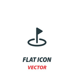 Golf flag icon in a flat style. Vector illustration pictogram on white background. Isolated symbol suitable for mobile concept, web apps, infographics, interface and apps design