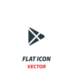 Play button icon in a flat style. Vector illustration pictogram on white background. Isolated symbol suitable for mobile concept, web apps, infographics, interface and apps design