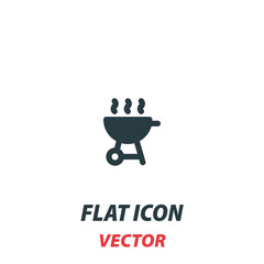 BBQ icon in a flat style. Vector illustration pictogram on white background. Isolated symbol suitable for mobile concept, web apps, infographics, interface and apps design