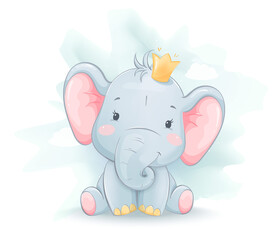 Cute little elephant in crown