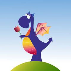 dragon with a flower