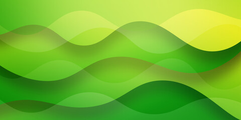 High contrast yellow and green glossy wave curve technology business stripes. Abstract tech graphic banner design. Corporate background for wide banner