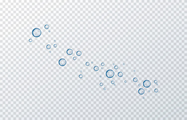 Vector blue water drops. PNG drops, condensation on the window, on the surface. Realistic drops on an isolated transparent background.