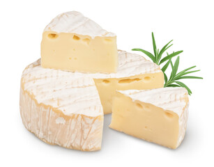 Camembert cheese isolated on white background with clipping path and full depth of field