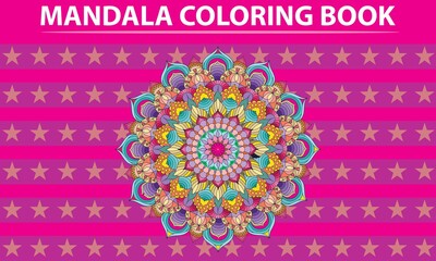 MANDALA COLORING BOOK FOR KIDS .MANDALA COLORING PAGE COLORFUL BACKGROUND