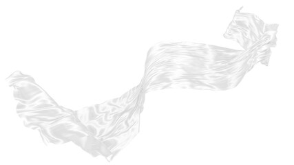 Beautiful flowing fabric of white wavy silk or satin. 3d rendering image.