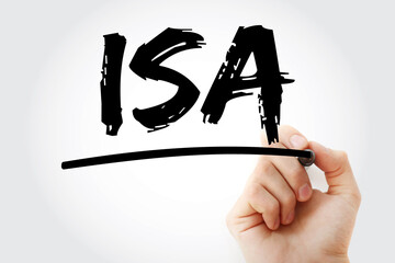 ISA - Individual Saving Account acronym with marker, concept background