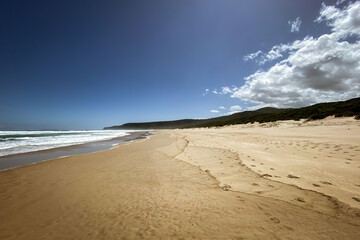 Scenic view of beach in Nature&rsquo;s Valley, South Africa.